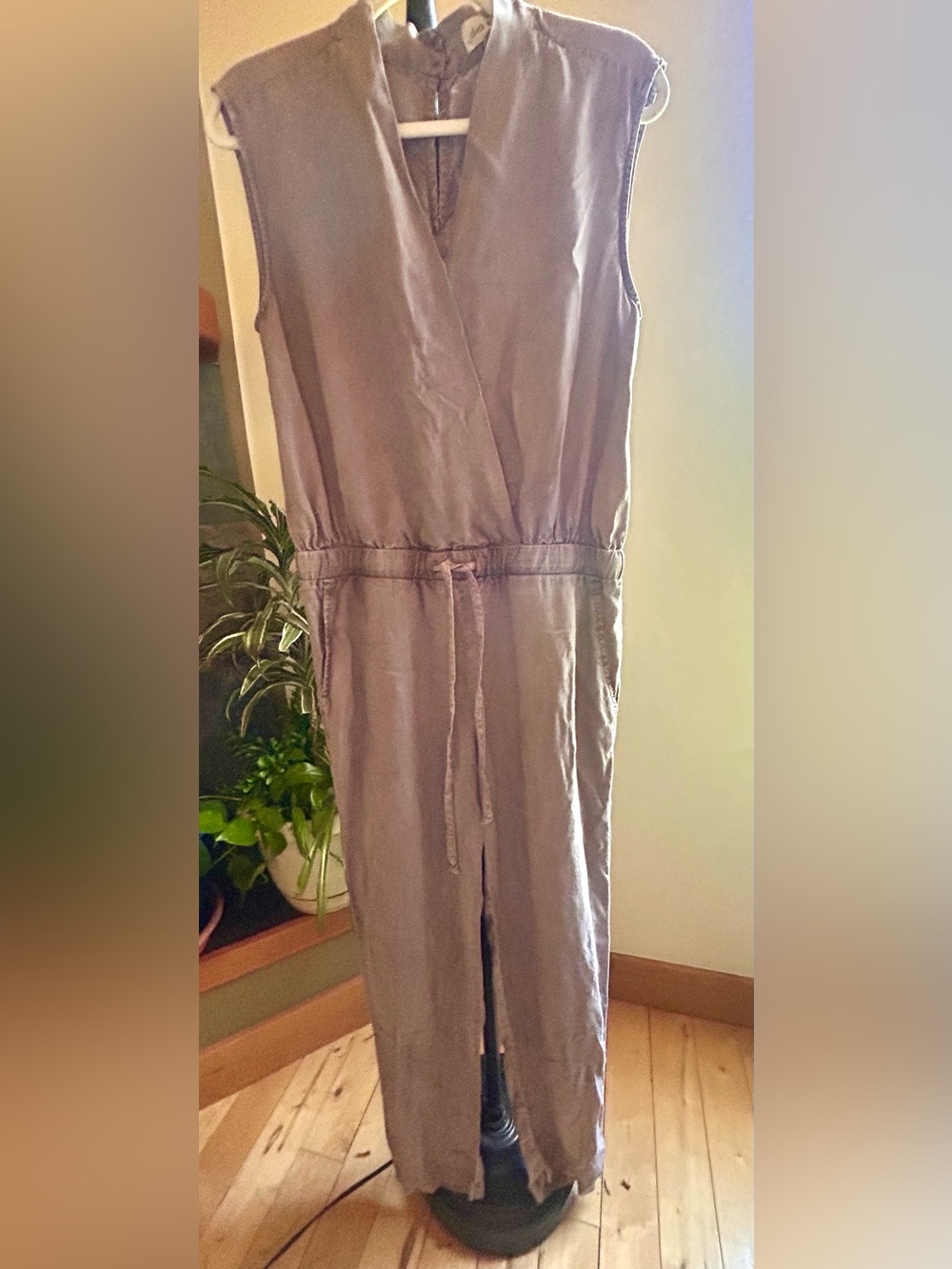 Cloth & Stone Anthropologie Tencel Aleeveless Jumpsuit Gray Slate Purple W Sz S